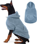 IDOMIK Fuzzy Dog Sweater with Adjustable Hood, Warm Fleece Dog Sweater Hoodie with Harness Hole & Pocket, Pullover Sweaters for Large Dogs, Fuzzy Hooded Sweatshirt for Fall Winter Christmas,Blue,2XL