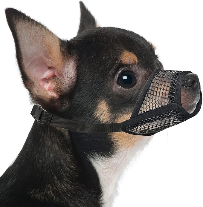 Mayerzon Dog Muzzle, Soft Mesh Muzzles for Small Medium Large Dogs Chihuahua Poodle Husky Labrador Retriever, Breathable Dog Mouth Guard for Biting Chewing Grooming, Allow Panting Drinking