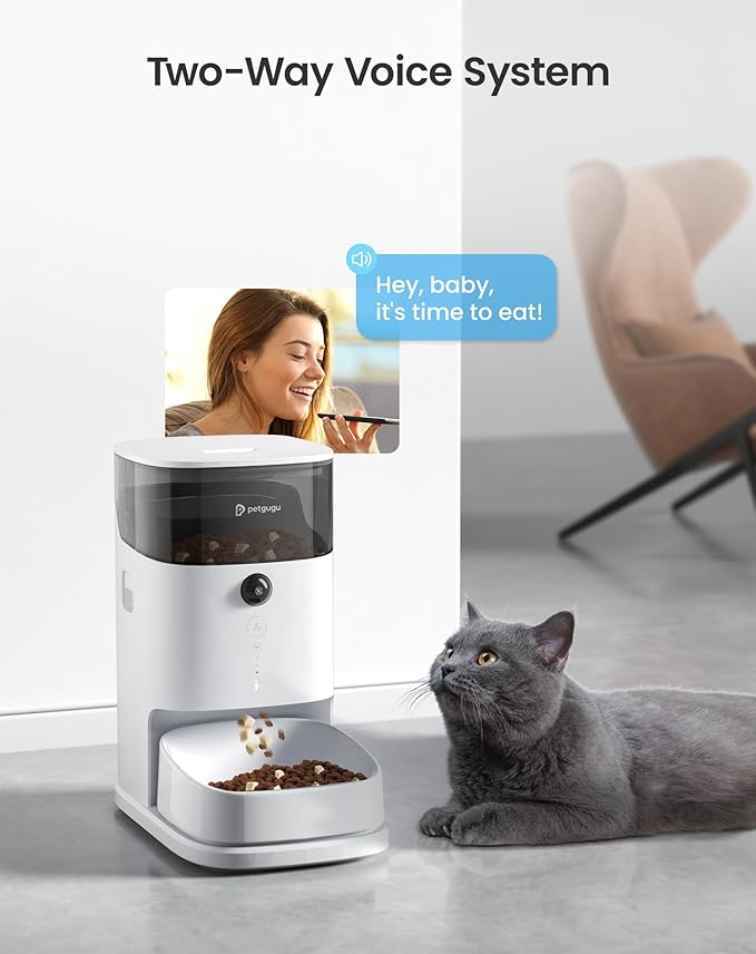 Automatic Pett Feeder with Smart Pet Water Fountain, 3.5L Timed Cat Dog Food Dispenser with App Control, Handmade Ceramic Bowl & 2.5L Cat Water Fountain for Drinking, Feeder and Water Fountain