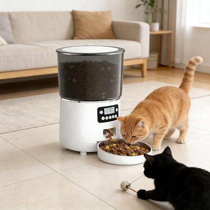 Quiet USB Powered 4L Dog Feeder Button Version Control for Automatic Timed Feeding Large Capacity for Busy Owners USB Feeder