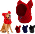 Dog Snood Winter Hood with Ear Protection, Fleece Neck Warmer for Dogs, (Red, Large)