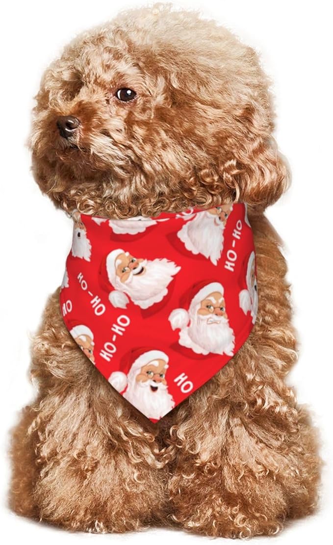 Merry Christmas Santa Claus Cute Dog Bandana Scarf Triangle Bibs Pet Accessories Cat Kerchief White23 One Size