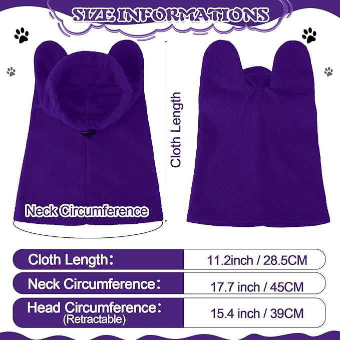 Winter Dog Hats Quiet Ears for Dogs Ear Muffs Pet Neck Warmer Scarf Hoodie Noise Protection Cover Beanie Head Wrap Costume for Pet Dog Cats(Purple,S)