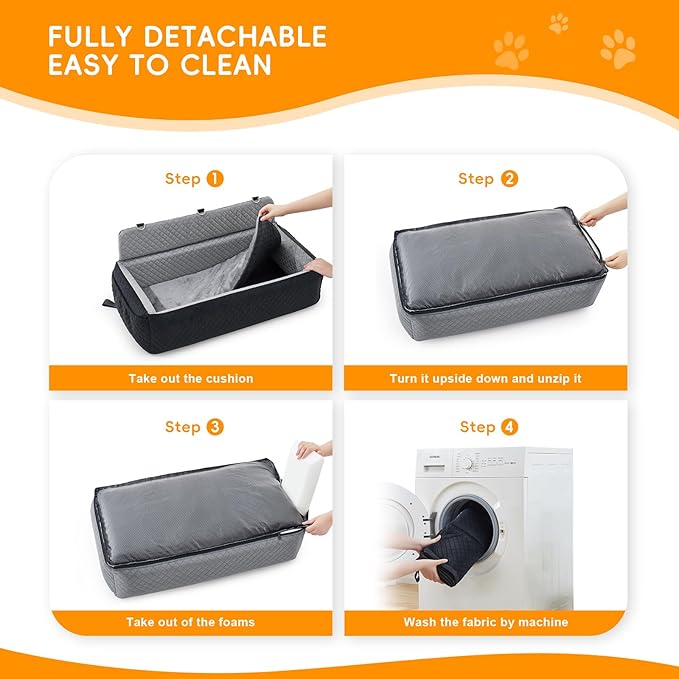 Dog Car Seat for Large Dog,Washable Dog Booster Seat for Medium Large Dogs,Multi-Functional Dog Booster Seat with Thick Cushion, Safety Leashes Dog Sofa Cushion & Travel Dog Bed (Black Grey, 90cm)