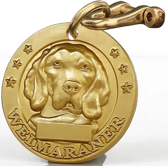 Vintage Pure Copper Pet ID Tags,Personalized Dog Tags,Three-Dimensional Relief Pet Pattern,Lettering on The Front and Back,Custom Pet Tags (B27-Weimaraner)