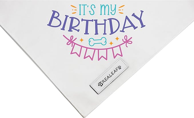 Realeaf Birthday Dog Bandanas 2 Pack (White, X-Large)