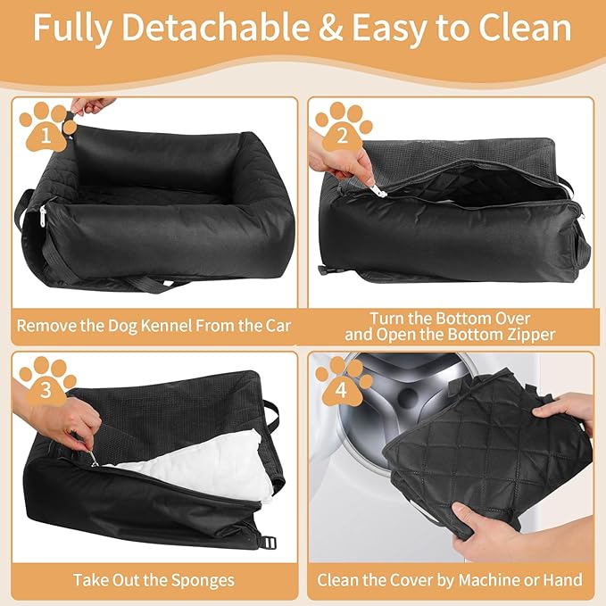 Car Seats for Small/Medium Dogs, Memory Foam Dog Booster up to 35 lbs, Travel Pet Car Seat Washable Dog Bed