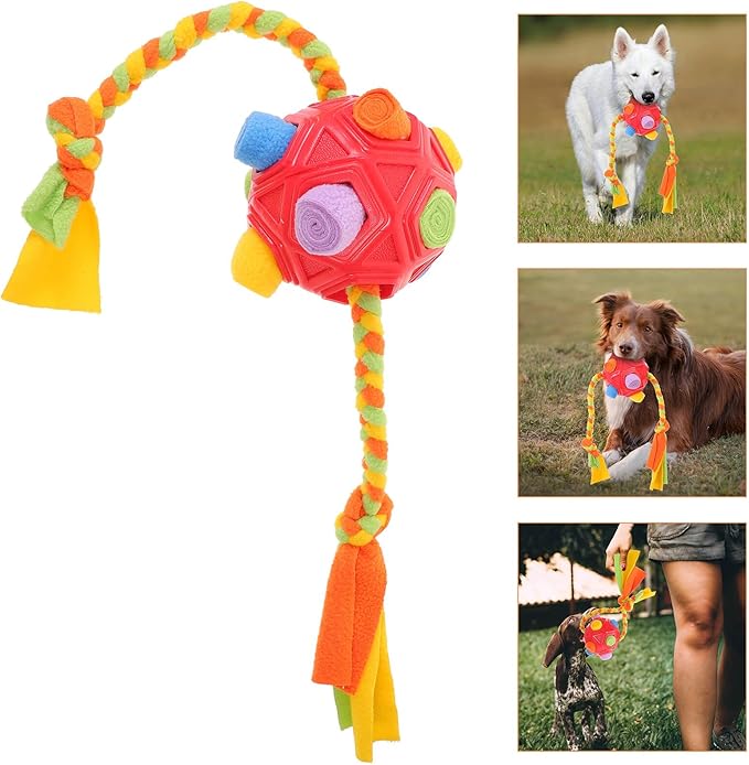 Hemoton Interactive Snuffle Dog Treat Ball Puzzle for Mental Stimulation Slow Feeder Pet Foraging Enrichment for Puppies and Adult Dogs