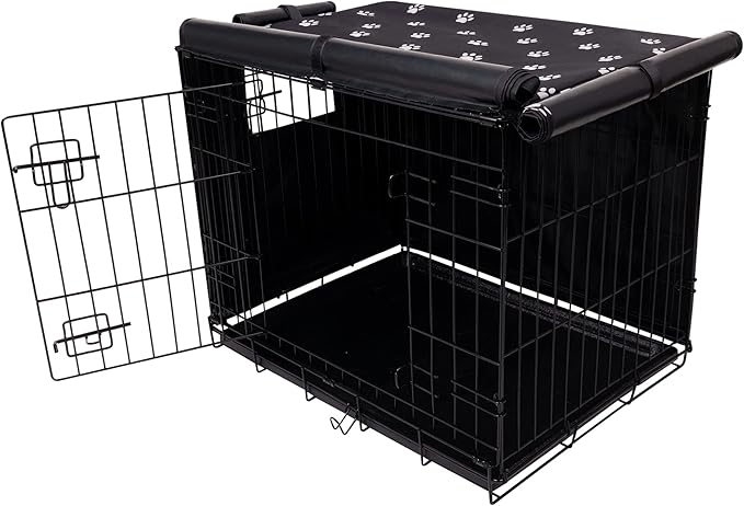 Pet Prime Dog Crate Cover Indoor/Outdoor Durable Windproof 600D Oxford Fabric Pet Kennel Cover Fit for 24 30 36 42 48 Inches Wire Dog Crate for Small and Large Dogs-Cover Only(24 Inch (24"x18"x19"))
