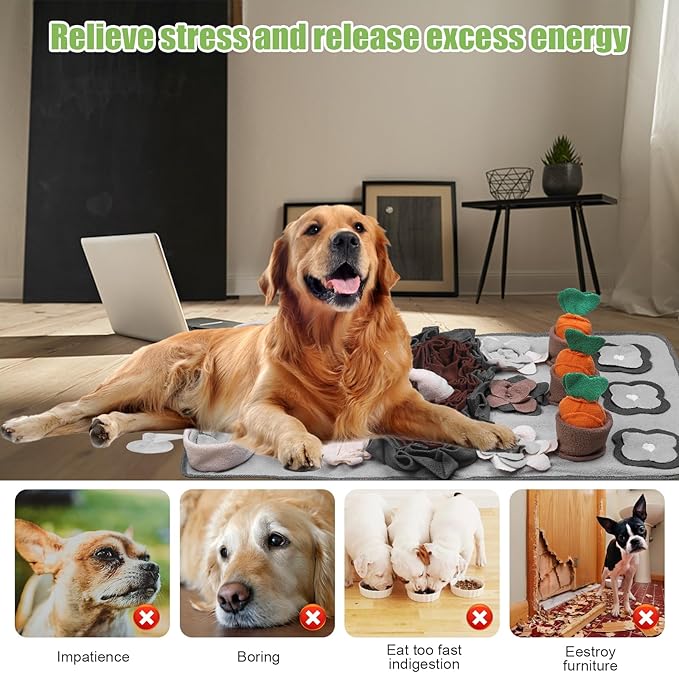 Snuffle Mat for Dogs Large Breed - 32'' X 20'' Washable Durable Sniff Mat for Slow Feeding Training, Enrichment Puzzle Toy for Mental Stimulation & Stress Relief