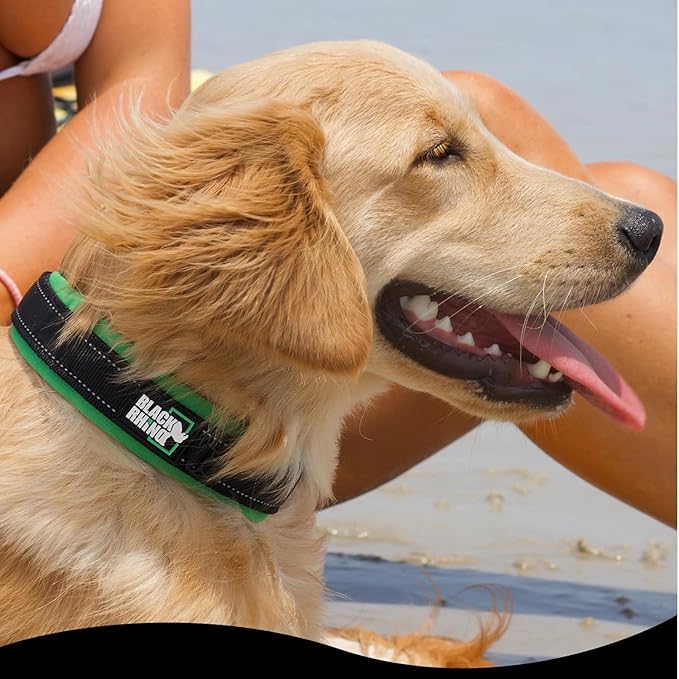 Black Rhino Extra Large Dog Collar - Adjustable Reflective Heavy Duty Dog Collars with Ultra-Soft Neoprene Padding - Weatherproof, Durable, and Comfortable - Ideal for Active Dogs - Red and Black