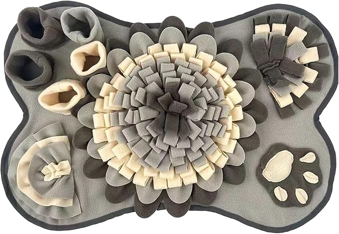 Snuffle Mat for Dog 25x17 Inch Large Washable Dog Snuffle Master with Bb Squeaker Non-slip Sniffing Feeding Mat Funny Brain Games Sniffing Toys for Dogs Brain Games for Small Medium Large Dogs Grey
