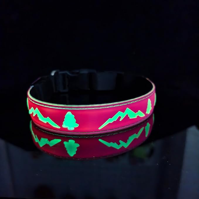 LED Dog Collar, 15 Light Modes, USB-C Rechargeable, Silicone Material, Adjustable Size, (Pink, M(11.8-15.7"))