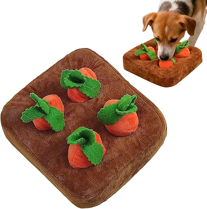 Snuffle Mat for Dogs, Carrot Foraging Toy, Fleece Sponge Cotton, Puppy Sniffing Mat, Dog Training Pad, Interactive Nose Work, for Living Room, Rainy Days, Apartment