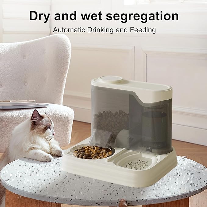 Elevated Pet Feeders with Removable Stainless Steel Bowl and Automatic Water Dispenser Cats and Dogs
