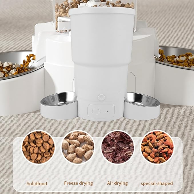 Smart Pet Feeder, Cat Dry Food Dispenser, 5L Capacity Timed Automatic Cat Feeder Pet Food Dispenser with Stainless Steel Bowl & Remote Control and Dogs