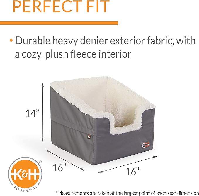 K&H Pet Products Bucket Booster Pet Seat Rectangle Knockdown Gray/Oatmeal Small
