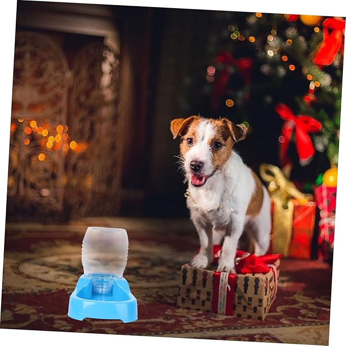 POPETPOP Creative Water Feeder Bowl Blue Water Dispenser for Dogs and Puppies Automatic Design Stable Easy for Home Shops