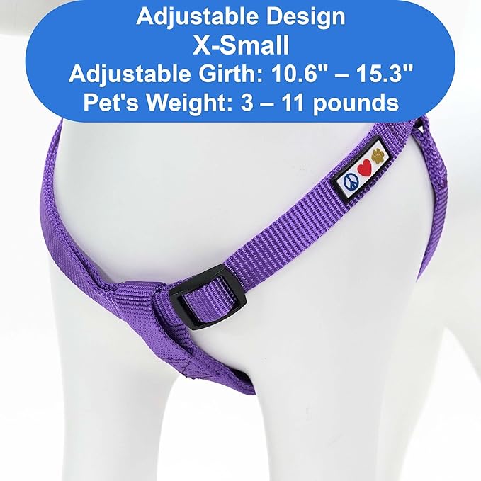 Pawtitas Personalized Dog & Puppy Harness Extra Small Purple Custom ID Tag Adjustable No Pull Vest