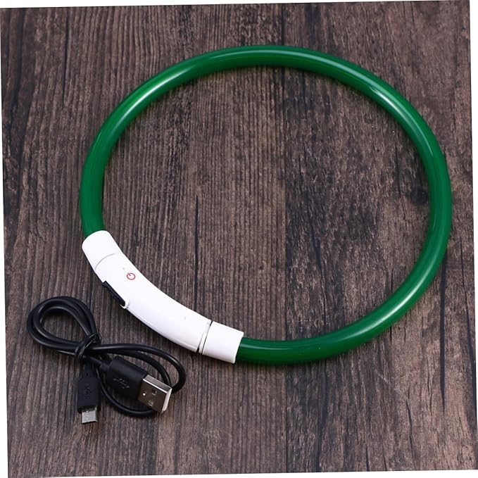 POPETPOP Glowing Led Dog Collar Rechargeable Silicone Pet Collar Night Safety Accessory