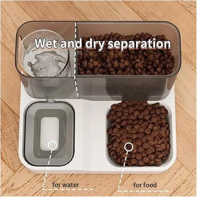 2.2L Large Automatic Smart Pet Dog Feeder Drinking Fountain Plastic Food Bowl Pets in 1 Water Dispenser(Blue)