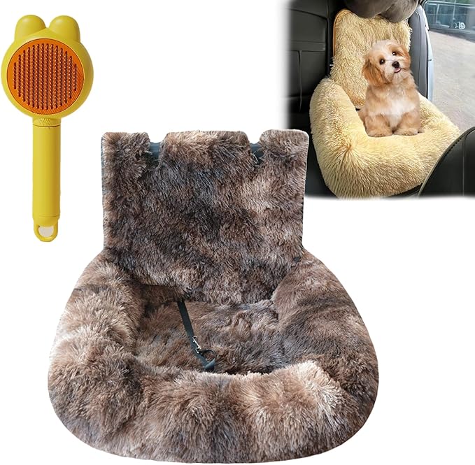 Car Seat, Dog Bed for Car with Removable Cushion, Dog Cars Bed with Thick Cushion, Waterproof, Easy to Clean & Install in All Vehicles for Large Small Dogs (Dark Coffee,23.6 * 28.3in)