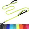 VIVAGLORY Twingrip Dog Leash, Double Handle Dog Leash for Training & Walking with Traffic Handle & 2 Loop, Traffic Control Reflective Heavy Duty for Puppy Pet, 4ft x 1/2in, Bright Yellow