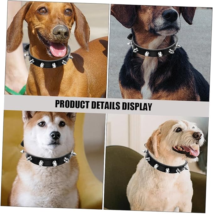 Gadpiparty Rivet Dog Collar Medium Size 2.0cm Wide Black Sturdy Studded Leather Collar for Walking and Training Small to Medium Pets