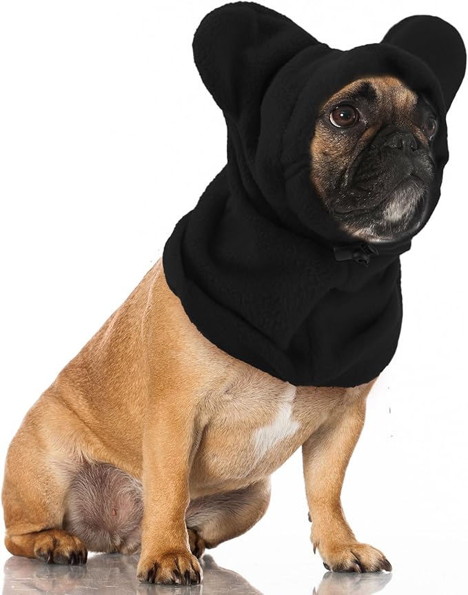 Winter Dog Hats Quiet Ears for Dogs Ear Muffs Pet Neck Warmer Scarf Hoodie Noise Protection Cover Beanie Head Wrap Costume for Pet Dog Cats(Black,XL)