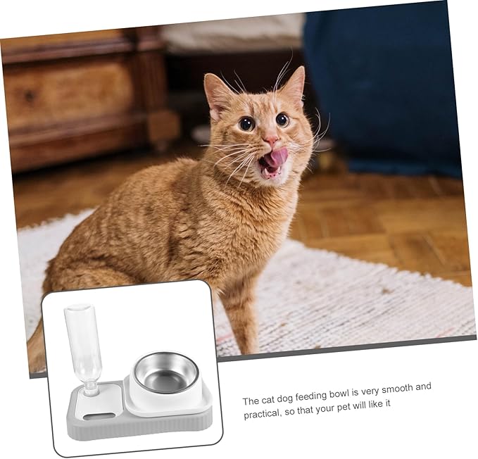 Hemoton Automatic Cat Feeder Detachable Water Dispenser Dog Bowl Easy to Use No Spill Pet Food and Water Bowl