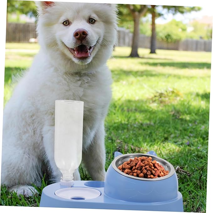 Stylish Pet Feeder Dual Bowl Dog Cat Water Dish Automatic Watering System Home Decor