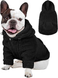 IDOMIK Fuzzy Dog Sweater with Adjustable Hood, Warm Fleece Dog Sweater Hoodie with Harness Hole & Pocket, Pullover Sweaters for Medium Dogs, Fuzzy Hooded Sweatshirt for Fall Winter Christmas,Black,M