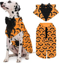 Kuoser Dog Tuxedo Suit and Bandana Set, Bat Pumpkin Print Dogs Halloween Outfit Adjustable Dog Halloween Costume with Bow Tie for Large Medium Small Dogs Golden Retriever Samo Bulldogs, Orange L