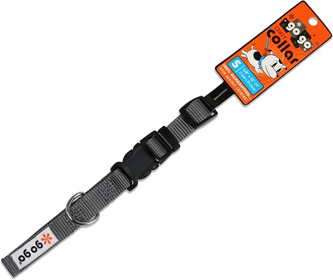 GOGO Pet Products Comfy Nylon 5/8-Inch Adjustable Pet Collar, Small, Gray