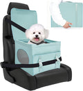 Dog Travel Seat, Pet Booster Seat for Small Dogs with Safety Tether Leash, Machine Washable, Durable and Keeps Shape, Breathable Mesh Sides, Storage Pocket in Front, Fits Car Truck SUV, Green