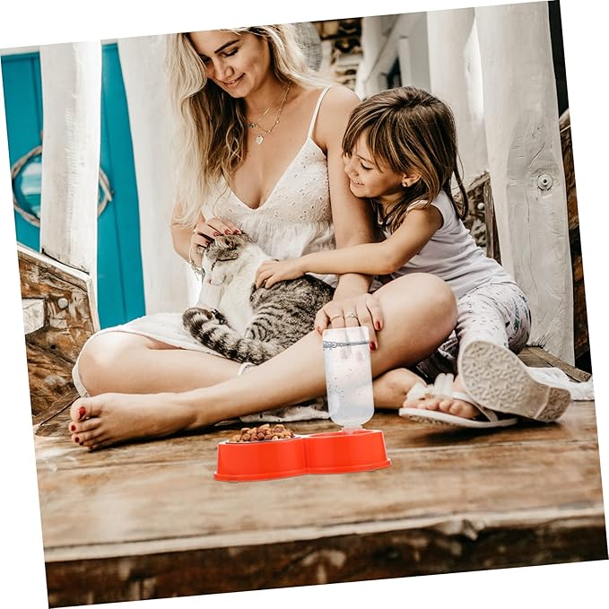 1pc Automatic Cat Water Dispenser and Food Bowl Non-Slip Pet Feeder for Dogs and Cats Easy to Clean Made from Food-Grade Material Orange