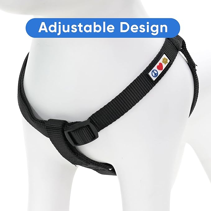 Pawtitas Solid Step-in Dog Harness – Adjustable No-Pull Vest for Puppies to Seniors, Safe & Comfortable M Black