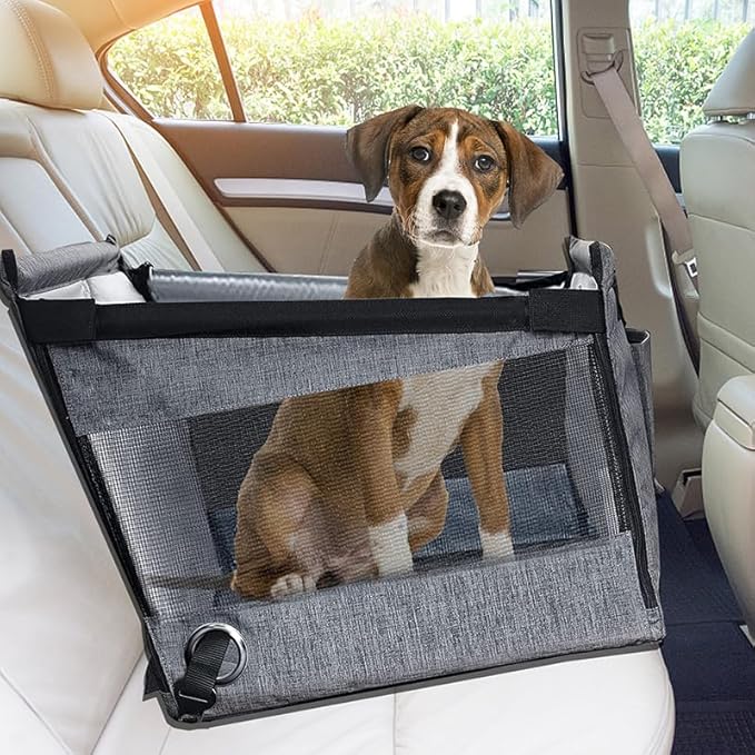 Grey Dog Car Seat forTravel Carrier, Non-Slip Bottom, Big Dog Car Seats, Suitable for Outdoor Travel and Time Driving.