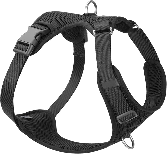 No Pull Dog Harness for Small Medium Large Dogs - Adjustable 2 Layer Mesh Dog Vest with Dual Clip, Escape Proof, Quick Release, Lightweight Breathable Mesh for Walking Hiking (Black,XS)