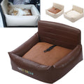 Car Seat Dog Bed with Safety Straps, Dog Car Seat for Small Dogs, Four Seasons Universal Double-Sided Rattan Mat Plush Pad, Washable Pet Booster Turn Seats (Coffee, 24.4 * 20.1 * 12.2in)