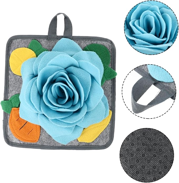POPETPOP Rabbit Snuffle Mat for Foraging Slow Feeding Interactive Nose Work Training Toy for Bunnies Washable PET Anxiety Relief Pad Random Rope Position