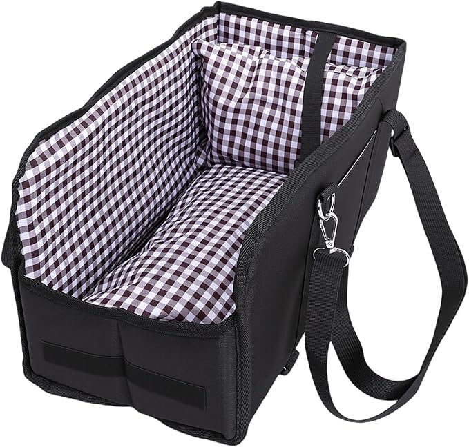 Console Dog Car Seat Non Slip Portable Center Console Dog Safety Car Seat Booster for Travel (Black)