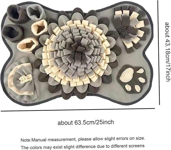 Snuffle Mat for Dog 25x17 Inch Large Washable Dog Snuffle Master with Bb Squeaker Non-slip Sniffing Feeding Mat Funny Brain Games Sniffing Toys for Dogs Brain Games for Small Medium Large Dogs Grey