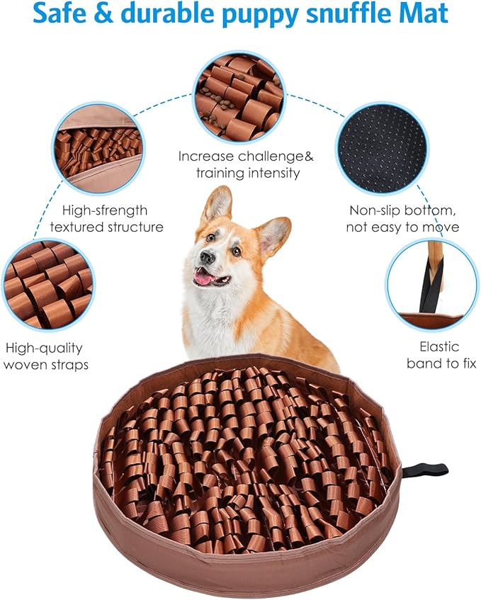 AMIR Slow Feeder Mat for Dogs – Dog Food Mat Anti-Gobble Mat to Relieve Boredom, Anxiety & Stress, Snuffle Mat for Dogs Works for All Dog Breeds, Sizes & Ages