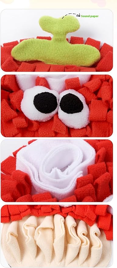 Vegetable Shaped Snuffle Mat for Dogs, Fun Slow Feeding Pad with Crinkle Paper and Squeaker, Interactive Nose Work Toy for Boredom Relief 50x40cm (Mushroom)