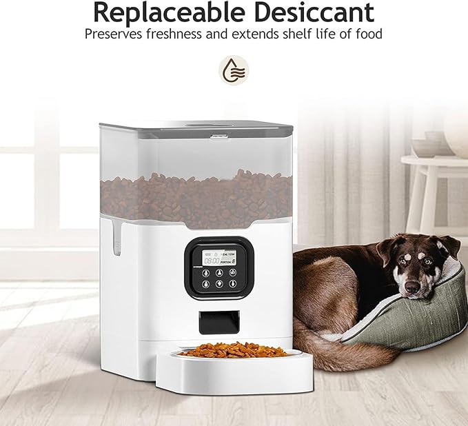 Pet Feeder Pet Automatic Feeder Square Feeder 4L6L Food Storage Bucket Timed Quantitative Removable Suitable Compatible with Cats and Dogs Pets Supplies(6L Black,Button)