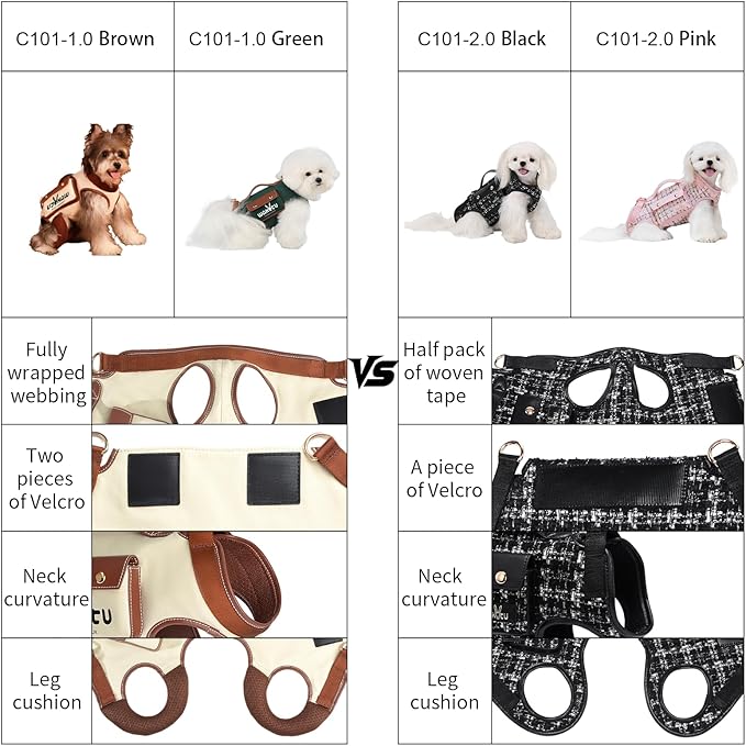 Dog Lift Harness Dog Carrier Dog VES Harness Adjustable Dog Leash with Small Puppy Treat Bag（Green,S）