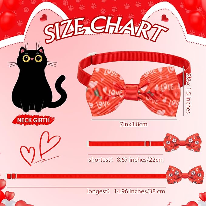 Sanwuta 100 Pcs Valentine's Day Dog Bandanas Bulk and Collar Bow Flower Ties Set 50 Valentine Bandanas 50 Heart Love Dog Collar Pet Triangle Pet Scarf Bowtie for Small Medium Large Costume Outfit