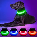 Light Up Dog Collars Rechargeable, Reflective LED Glow Dark Dog Collar for Small Medium Large Dogs, Adjustable Pet Dog Lights for Safe Night Walk-Green, Large