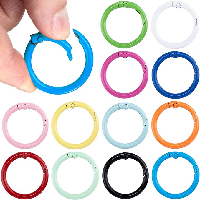 Spring O Rings,Round Spring Snap Keyring, Metal Carabiner Clips for Keychain Handbag Purse Dog